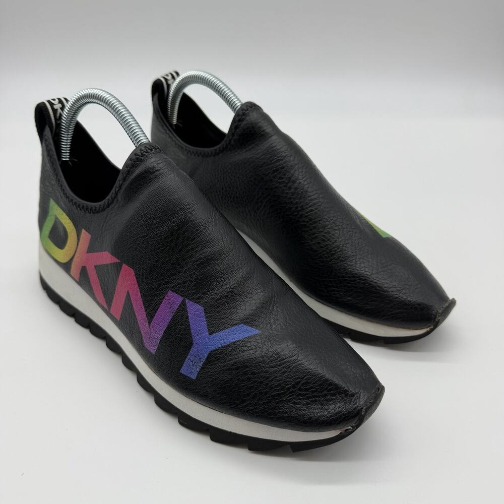 DKNY AZER Slip On Lightweight Comfort Black/Rainbow Sneakers Shoes US 8